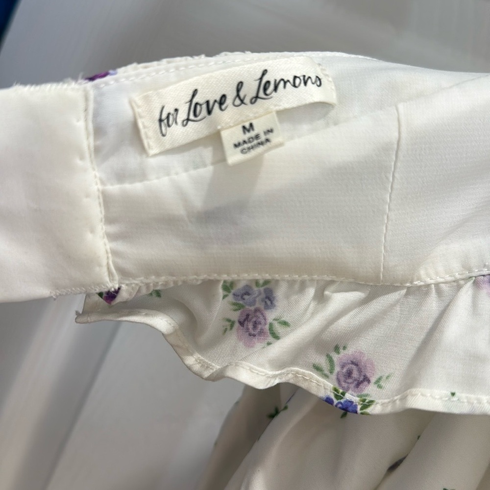 For Love & Lemons Floral White Bra Top with Purple flowers - Picture 3 of 4